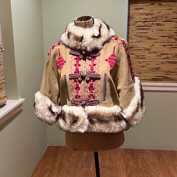 Plenty by Tracy Reese Jackets & Blazers - Anthropologie Plenty By Tracy Reese Embroidered Wool With Faux Fur S